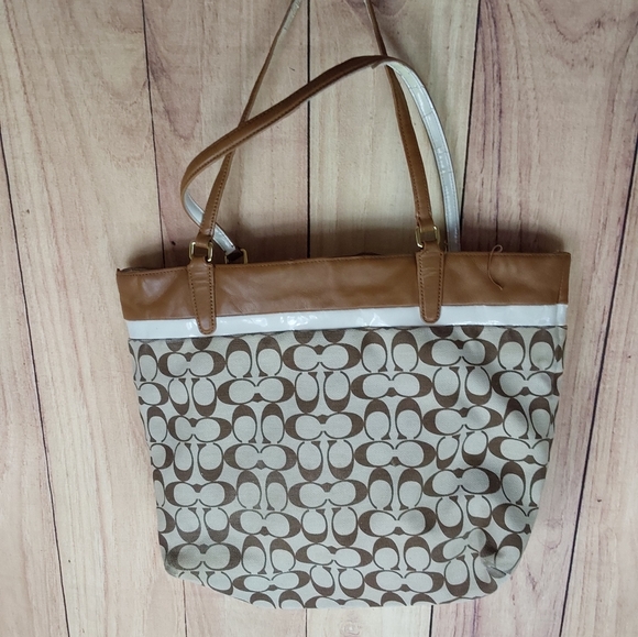 Coach Printed Signature Canvas and Calf Leather Tote - Picture 2 of 15
